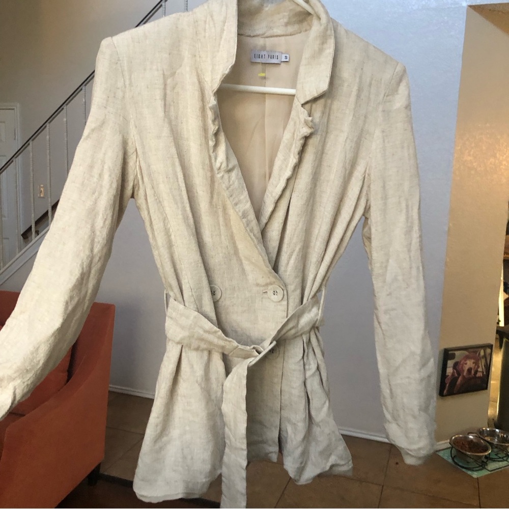Eight Paris Linen blend Blazer with Belt